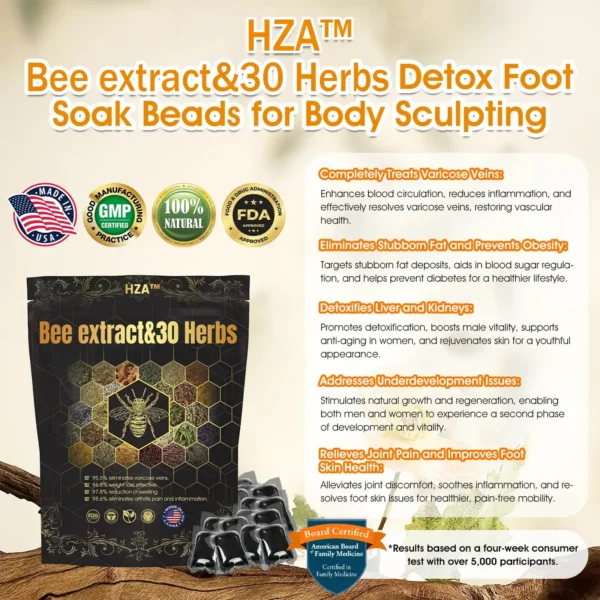 HZA™ Bee extract & 30-Herb Detox Foot Soak Beads